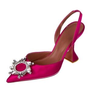 Amina Muaddi Begum Pink Satin Pumps